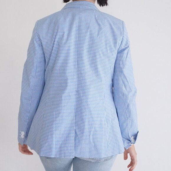 Talbots Blue Gingham Check Blazer Preppy Cottagecore Spring Layering Jacket 8 - Picture 2 of 11